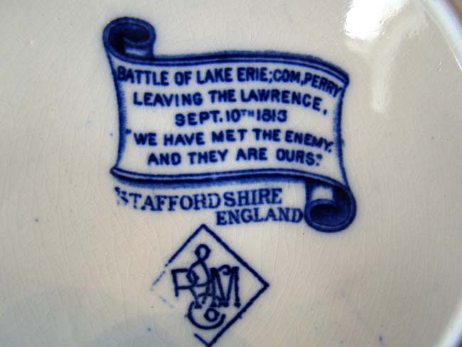 A Fabulous and RARE historical Staffordshire plate circa 1905 depicting "The Battle of Lake Erie, Commodore Perry leaving the Lawrence Sept. 10, 1813. We have met the enemy and they are ours" — image 2